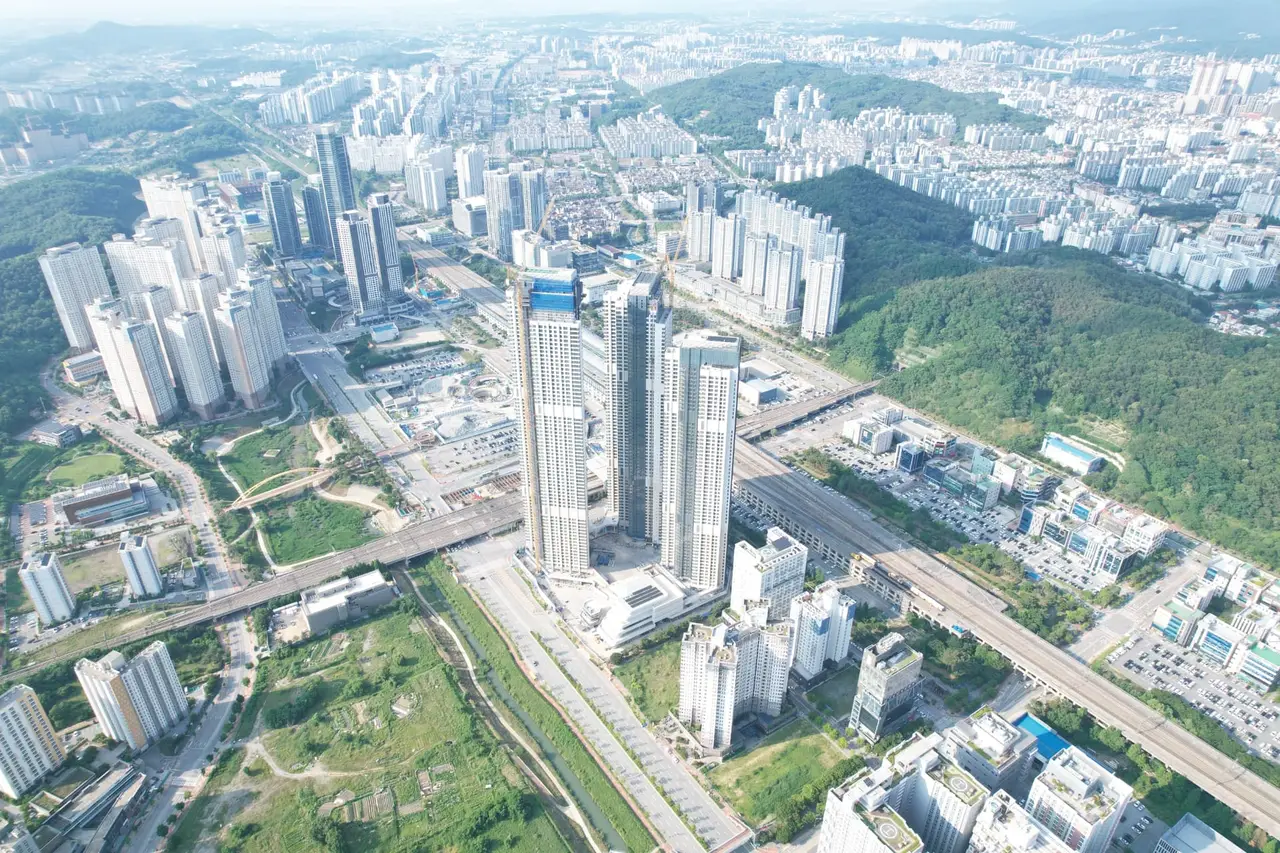 한화포레나 천안아산역 일대 항공 전경
